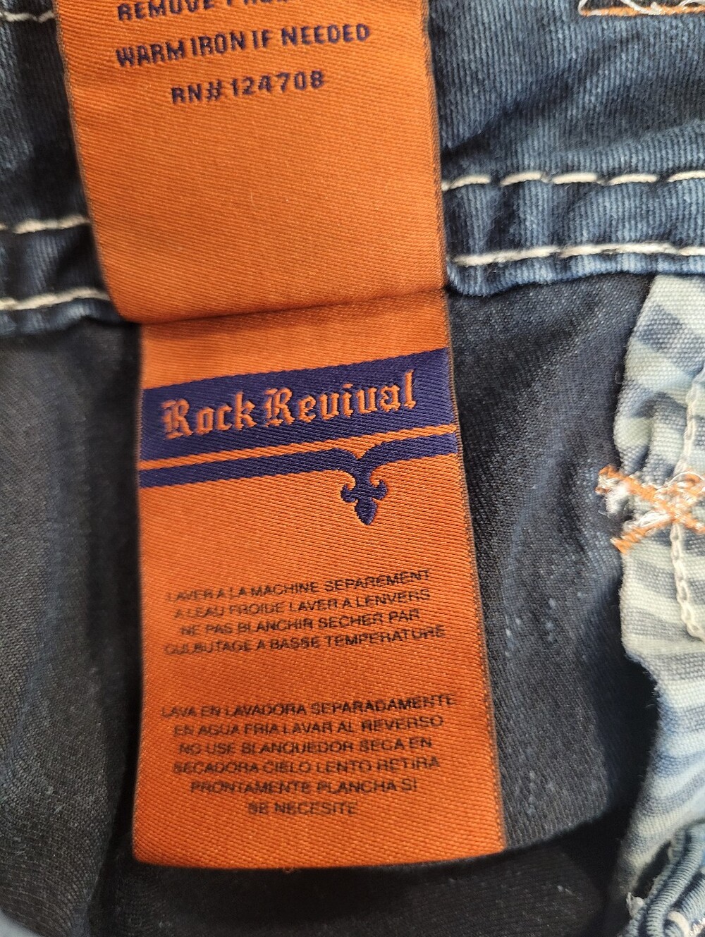 Rock Revival Vivian Easy Skinny 32 Straight Leg Fleur-de-lis Pocket Y2K Style - Picture 9 of 15